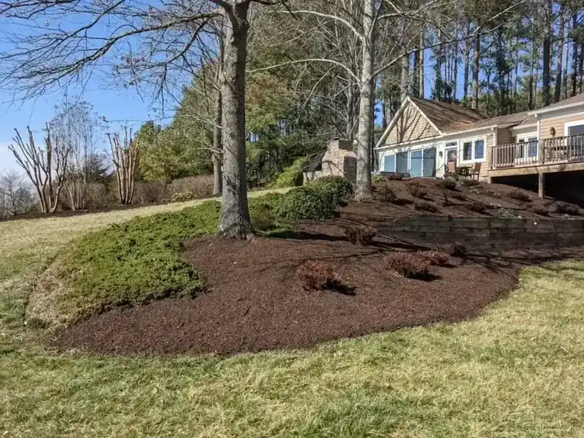 Landscape mulching and bed installation