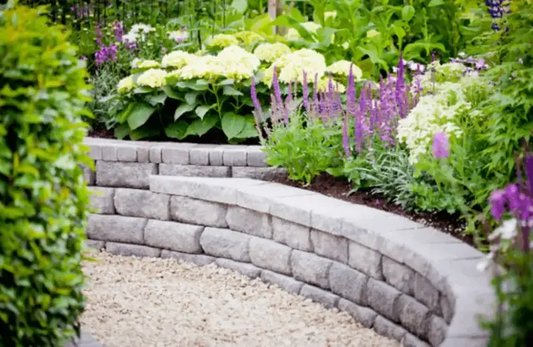 Retaining wall and walkway installation