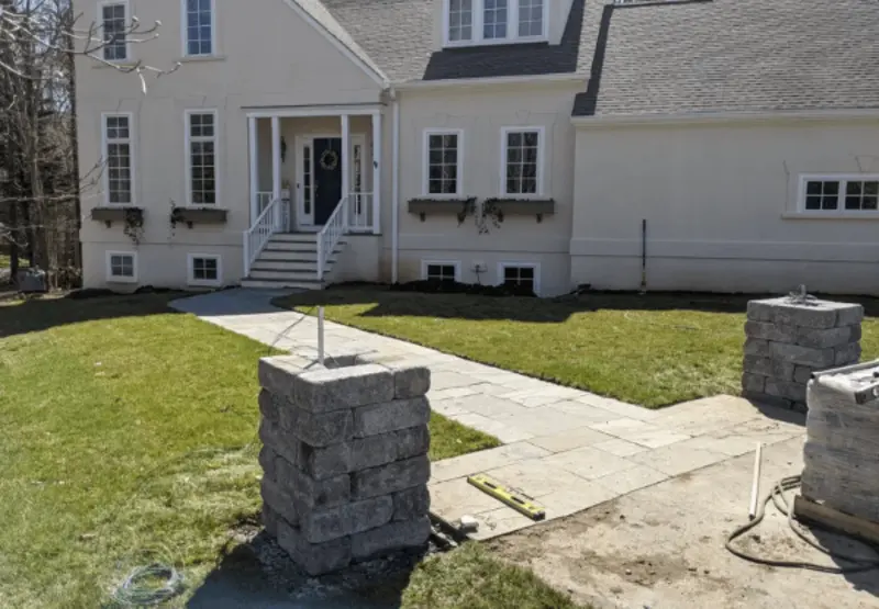 Stone walkway with graded surroundings